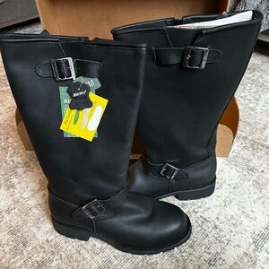 Mens Ride Tecs 16" engineer riding black motorcycle boots Zipper Size 12